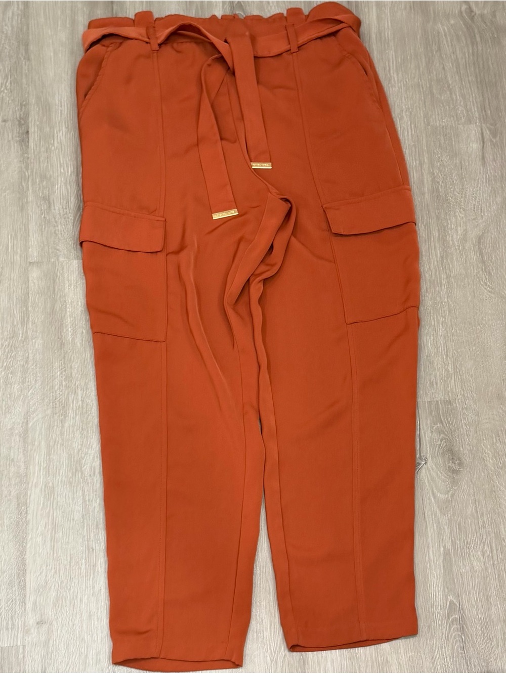 Michael Kors Burnt Orange Cargo Paperbag Waist Pants Women’s Size Large